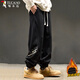 啄木鳥(niǎo)（TUCANO）休閑褲男秋冬季重磅美式嘻哈字母潮束腳加絨寬松新款運動(dòng)褲男褲子 加絨 黑色【保暖】 2XL 【適合160-180斤】