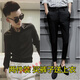 【襯衫+褲子】楠馨妤春秋季新款精神小伙韓版九分褲男士修身顯瘦直筒休閑褲男小腳西褲潮流黑色西裝褲子男 T01襯衣黑+純色西褲黑 28適合80-90斤