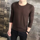 【買(mǎi)兩件免郵】男士長(cháng)袖t恤純色土夏天長(cháng)薄款秋衣上衣服外穿秋天夏季男學(xué)生血春秋 長(cháng)袖 圓領(lǐng) 棕色 5XL碼185-205斤
