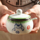 和風(fēng)四季釉下彩調味罐復古鹽罐油罐廚房調料罐調料盒陶瓷辣椒罐豬油罐燉盅 招財貓綠色小號調味罐300ml配勺