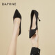 DAPHNE達芙妮高跟鞋女細跟婚鞋新款黑色尖頭淺口宴會(huì )工作鞋子 黑色 9cm 37 (235mm)