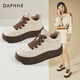 DAPHNE達芙妮加絨棉鞋女秋冬高幫面包鞋2024新款百搭雪地靴保暖休閑鞋板鞋子女 棕色（加絨） 37 跟高4CM