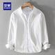 羅蒙（ROMON）男士秋季新款休閑長(cháng)袖襯衫日系純色簡(jiǎn)約百搭上衣純棉男款襯衣外套 9122白色 L