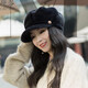 黛莎 秋冬帽子女新款鴨舌貝雷帽百搭時(shí)尚毛絨保暖護(hù)耳八角帽 黑色 均碼(56-58cm)