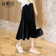 絲柏舍春裝裝新款女裝純色金絲絨時(shí)尚風(fēng)半身裙 黑色 L