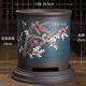 爵遇良品 精品紫砂花盆蘭花盆帶托盤(pán)藝術(shù)創(chuàng  )意室內花盆大號客廳高檔花盆 報春圖-藍色 配紫砂托盤(pán) 大