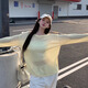 伴夕網(wǎng)紗打底衫女2026薄款長(cháng)袖t恤女裝打底衣上衣女防曬罩衫寬松 V領(lǐng)黃色長(cháng)袖n L【建議100-115斤】