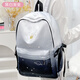 雨凡書(shū)包女韓版初中小學(xué)森系日系大學(xué)生雙肩包簡(jiǎn)約校園大容量女士背包 黑白漸變色