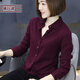 橫行道2024新款襯衫女裝上衣服休閑寬松外套長袖娃娃領(lǐng)韓版休閑襯衣 酒紅 2XL