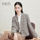 菲妮迪（FINITY）菲妮迪短外套秋季新款小香風(fēng)復古摩登氣質(zhì)通勤西裝女 卡其色 S