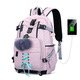 新款初中生高中生女生書(shū)包女大容量韓版防水雙肩包時(shí)尚潮流背包 電腦包 帆特西V-1057 少女粉(配毛毛球)