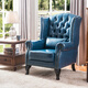 歐詩(shī)雅沐 美式牛皮老虎椅北歐客廳單人沙發(fā)陽(yáng)臺懶人高背休閑椅歐式沙發(fā)椅 深藍色/耐磨超纖皮