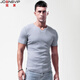 簡(jiǎn)束（JOONSVIP）螺紋短袖T恤男士前短后長(cháng)純色棉質(zhì)透氣彈力緊身修身打底衫體恤夏 花灰色 L （118-130斤左右修身型）