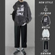 摘星少年衛衣男秋冬季一套衣服男港風(fēng)卡通套裝動(dòng)漫圓領(lǐng)衛衣學(xué)生大碼休閑褲 三眼深灰衛衣+長(cháng)袖+黑色休閑褲 XL 115-140斤 優(yōu)先發(fā)貨