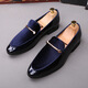 YDL 新款春季男士英倫皮鞋金絲絨 漆皮一腳蹬尖頭小皮鞋男韓版夜店發(fā)型師潮男鞋 個(gè)性款 藍色(普通款) 43