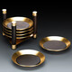 正揚銅木茶杯墊組合隔熱墊品茗杯托6個(gè)裝簡(jiǎn)約創(chuàng  )意功夫茶具茶道配件 紫光檀（鼎盛）純銅杯墊套組