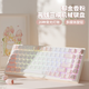 本手機械鍵盤(pán)女生粉色有線(xiàn)鍵盤(pán)無(wú)線(xiàn)藍牙三模高顏值Gasket軟彈結構臺式筆記本平板電腦游戲打字辦公鍵盤(pán) 郁金香粉白（茶軸-混光）三模版+Gasket結構