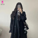 緣夢(mèng)韻黑色風(fēng)衣外套女春秋2025秋季新款中長(cháng)款韓系英倫風(fēng)小個(gè)子穿搭大衣 黑色加內里 L