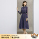 顏域波點(diǎn)氣質(zhì)連衣裙女裝2024新款春季紫色優(yōu)雅中長(zhǎng)款系帶長(zhǎng)袖裙子 紫花 XL