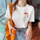 VEOX白色短袖t恤女夏季2025新款正肩半袖短袖女寬松打底上衣服裝潮流 白色-哆啦A夢(mèng) M