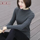 橫行道2026新款韓版半高領(lǐng)套頭打底衫外穿修身顯瘦T恤女長(cháng)袖圓領(lǐng)簡(jiǎn)約 深灰 L