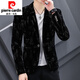 皮爾卡丹西服男秋冬季小西裝男韓版潮流修身上衣帥氣休閑男士燈芯絨外套男 29012 M