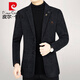 皮爾卡丹（pierre cardin）法國男裝毛呢西裝男春秋外套男中年男單西外套羊毛呢休閑西服針織 Z62857黑色 L 175