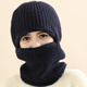 FREESCOPE秋冬男女套頭帽加厚保暖蒙面帽防風(fēng)防寒圍脖護耳加絨帽騎行面罩 藏青色（無(wú)檐）