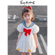 mlgt kids童裝女童連衣裙2025新款禮服裙兒童唐老鴨公主裙寶寶學(xué)院風(fēng) 白色 90cm