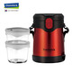 Glasslock【帶餐包+餐具】Glasslock不銹鋼保溫桶玻璃內(nèi)膽多層帶飯大容量 1.5L 紅色(2個(gè)內(nèi)膽玻璃碗)