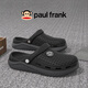paul frank大嘴猴洞洞鞋男士夏季外穿戶外沙灘鞋軟底踩屎感厚底包頭拖鞋 黑灰 42 適合42-43
