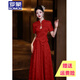 羅蒙品牌新中式旗袍改良敬酒服2025新款酒紅色新娘結婚晚禮服訂婚連衣 酒紅色 常規款(裙長(cháng)88cm) S 80-90斤