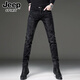 JEEP SPIRIT牛仔褲男春秋新款高端潮牌彈力修身小腳長褲韓版潮流休閑長褲子 807黑色 31