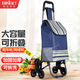 秉慈買(mǎi)菜車(chē)超市購物車(chē)小拖車(chē)小拉車(chē)老人買(mǎi)菜手拉車(chē)爬樓梯折疊拉桿車(chē) 藏青條紋+爬樓輪(可折疊)