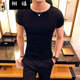 栩禧夏季短袖男純色彈力緊身t恤時(shí)尚潮牌型男硬漢風(fēng)圓領(lǐng)打底衫百搭發(fā) 黑色 2XL