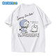 哆啦A夢（DORAEMON）純棉短袖T恤男機(jī)器貓與貓咪卡通圖案百搭寬松大碼上衣男女同款 白 L