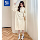 唐獅（TonLion）2024連衣裙女款韓版溫柔甜美淑女高領(lǐng)針織長(cháng)裙百搭 杏仁白 S 