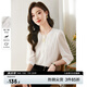 尚都比拉新款雪紡衫女通勤氣質(zhì)褶皺圓領(lǐng)七分袖設(shè)計(jì)感上衣 白色 S