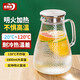 青蘋果玻璃水壺冷水壺耐高溫玻璃涼水壺高顏值扎啤壺飲用水壺 【升級鋼蓋】錘紋壺1.8L