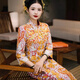 枝己秀禾服新娘龍鳳褂2025新款奢華重工結(jié)婚褂皇中式婚紗敬酒服裙褂后 C078 M