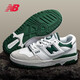 NEW BALANCE  NB550 官方板鞋男鞋女鞋情侶復古低幫百搭潮鞋休閑運動鞋 白色/淺灰/墨綠 BB550WT1 43 (腳長27.5cm)