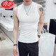 浪莎（LangSha）夏季青年坎袖背心男青年韓版潮流修身型運動(dòng)T恤高領(lǐng)無(wú)袖緊身汗衫 白色 高領(lǐng)背心A01 L