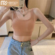 莫代爾 黑色運(yùn)動(dòng)文胸一體吊帶背心女夏外穿短款上衣內(nèi)搭美背抹胸內(nèi)衣夏 奶咖色 均碼