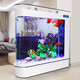 歐寶 魚缸水族箱客廳家用玻璃生態(tài)屏風(fēng)吧臺(tái)中型大型金魚缸屏風(fēng)歐式 簡(jiǎn)約款+彩顯屏 1米長(zhǎng) 側(cè)濾