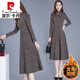 皮爾卡丹（pierre cardin）秋冬長(cháng)袖連衣裙女2025新款冬季氣質(zhì)年輕款加絨加厚打底長(cháng)裙子 黑色半高領(lǐng)加絨加厚 L 建議110-120斤