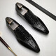 簡(jiǎn)美惠/JMH男士皮鞋新款時(shí)尚英倫尖頭亮皮鱷魚(yú)紋漆皮套腳一腳蹬商務(wù)正裝發(fā)型師樂(lè )福鞋 黑色 39