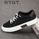 RTGT潮牌歐美風(fēng)新款潮流時(shí)尚男士帆布鞋圓頭一腳蹬拼色休閑低幫板鞋 黑色 40 運動(dòng)鞋碼數