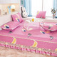 嬌美人榻榻米床蓋四季通用床單加厚夾棉絎縫東北炕單炕蓋罩專(zhuān)用防滑定制 夏沫粉紫 寬200x長(cháng)300裙擺35CM
