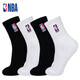 NBA襪子男士中筒休閑運動(dòng)襪秋季加厚毛圈精梳棉刺繡跑步籃球襪4雙
