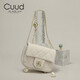 Cuud情人節禮物小包包女時(shí)尚小眾設計白色女包小金球鏈條菱格斜挎包女 米白色